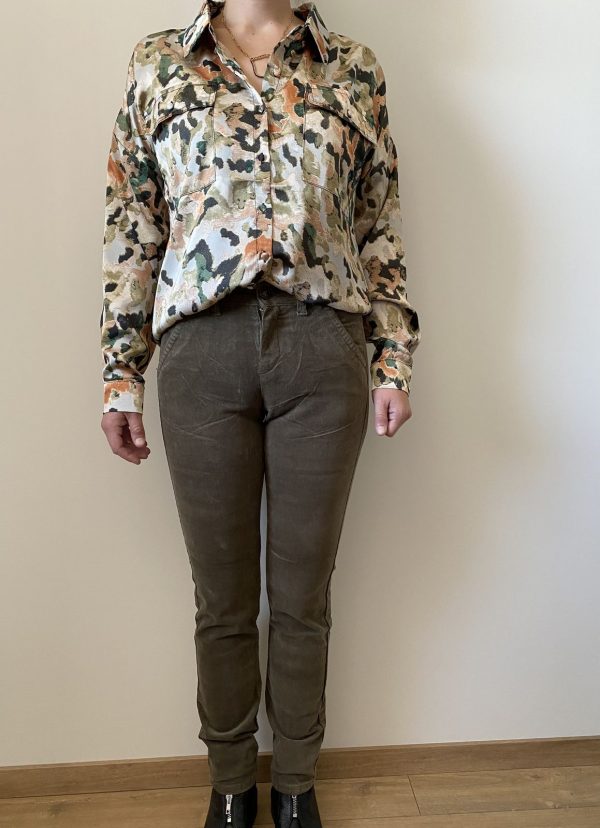Pantalon nina velour kaki 02