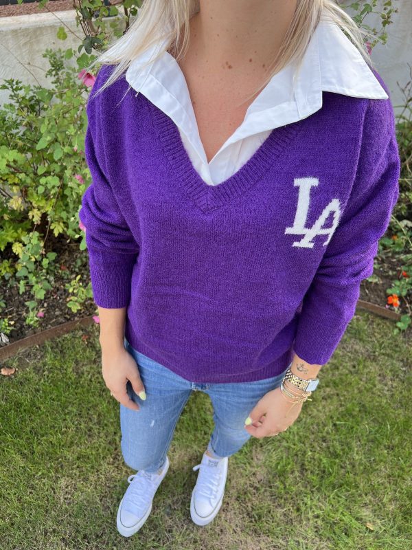 Pull chemise violet "Sophie"
