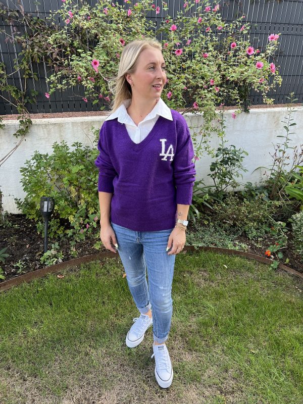Pull chemise violet "Sophie"