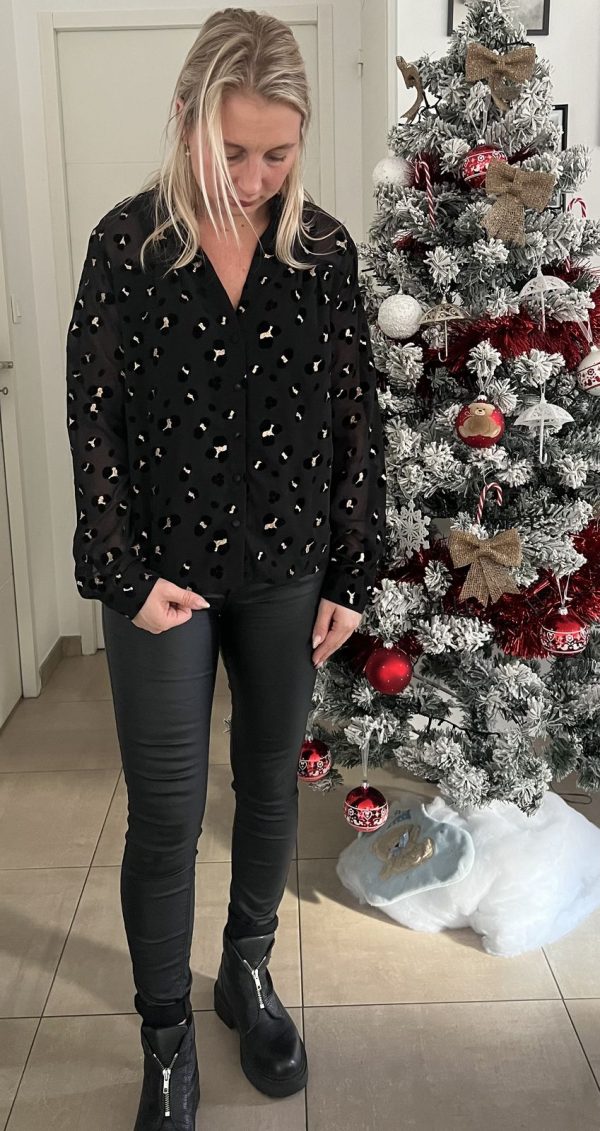 Blouse noire et or "Léopard"