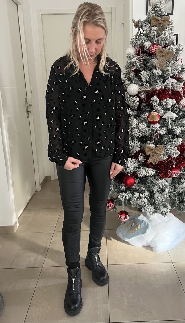 Blouse noire et or "Léopard"