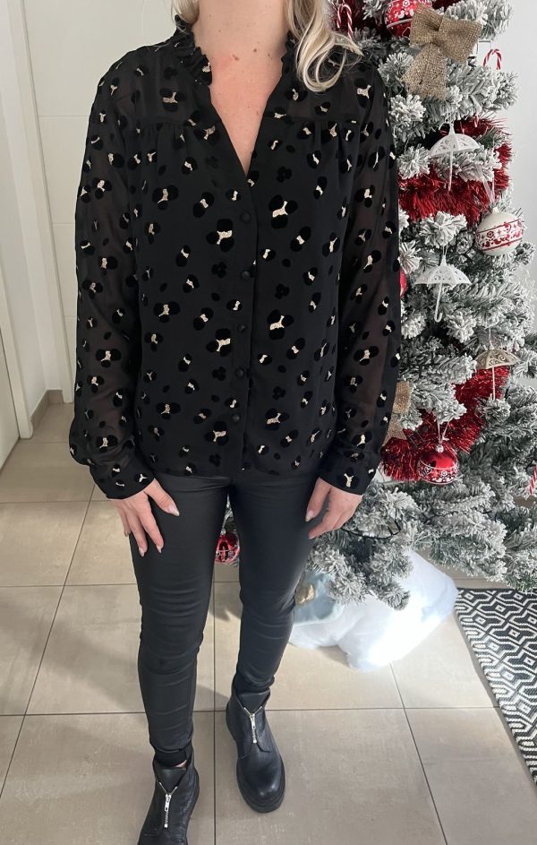 Blouse noire et or "Léopard"