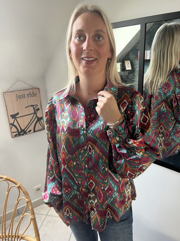 Chemise imprimée vert