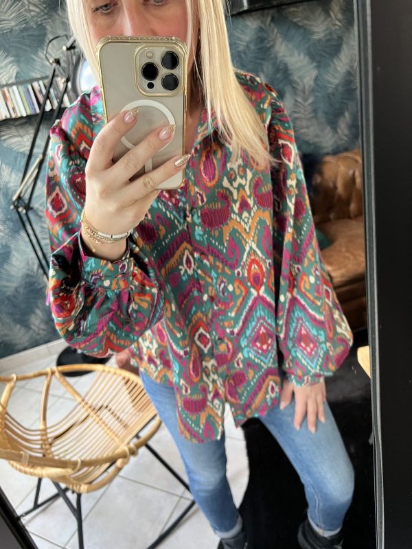 Chemise imprimée vert