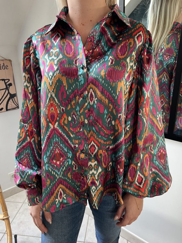 Chemise imprimée vert