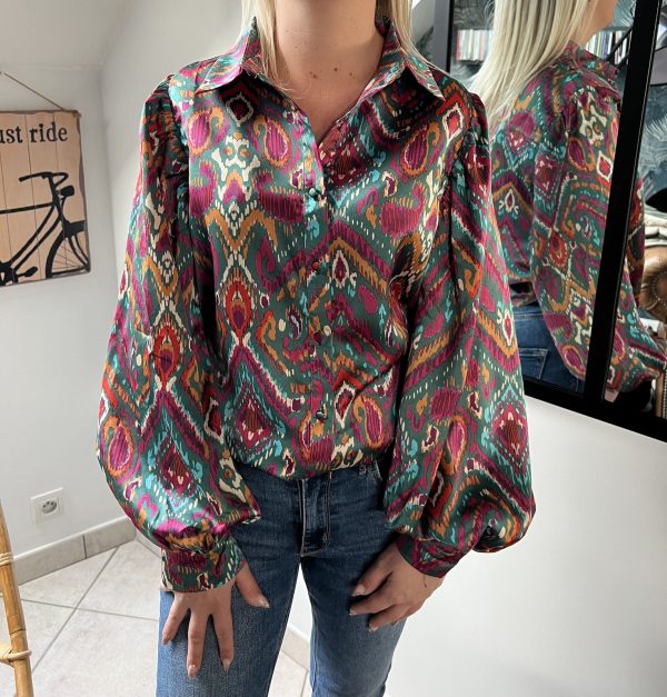 Chemise imprimée vert