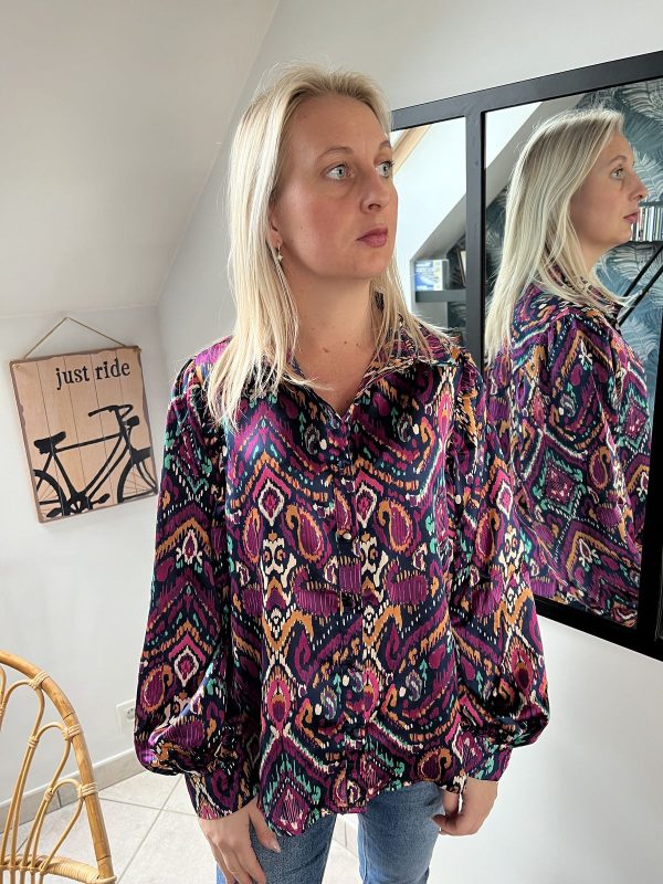 Chemise imprimée violet