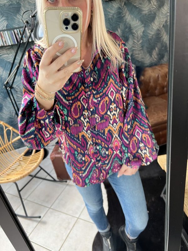 Chemise imprimée violet