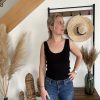 Top maille festonné noir