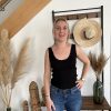 Top maille festonné noir