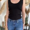 Top maille festonné noir