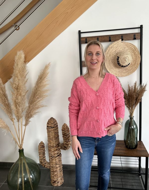 Gilet en maille rose