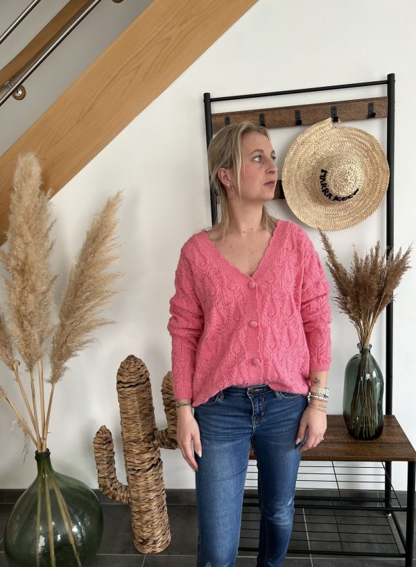 Gilet en maille rose