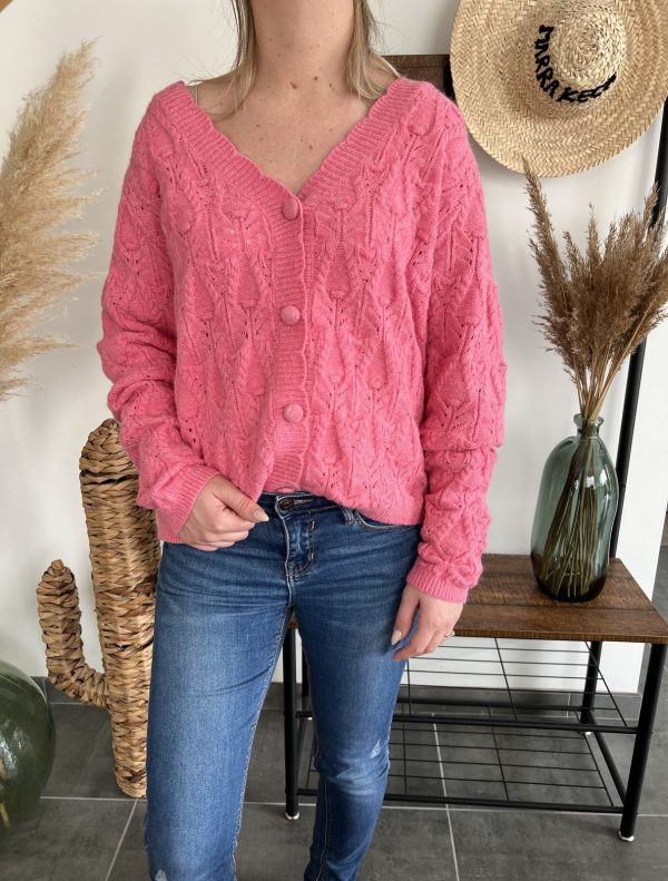 Gilet en maille rose