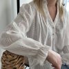 Blouse blanche dentelle et plumetis