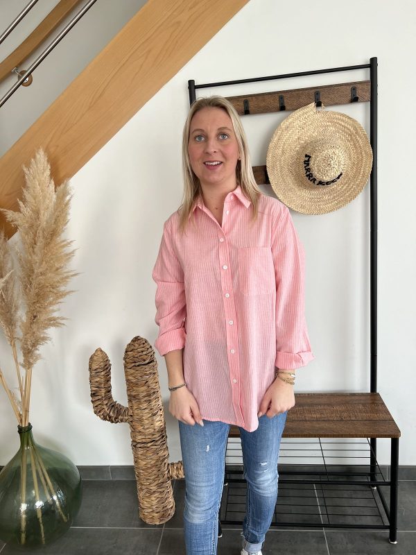chemise à rayures rose