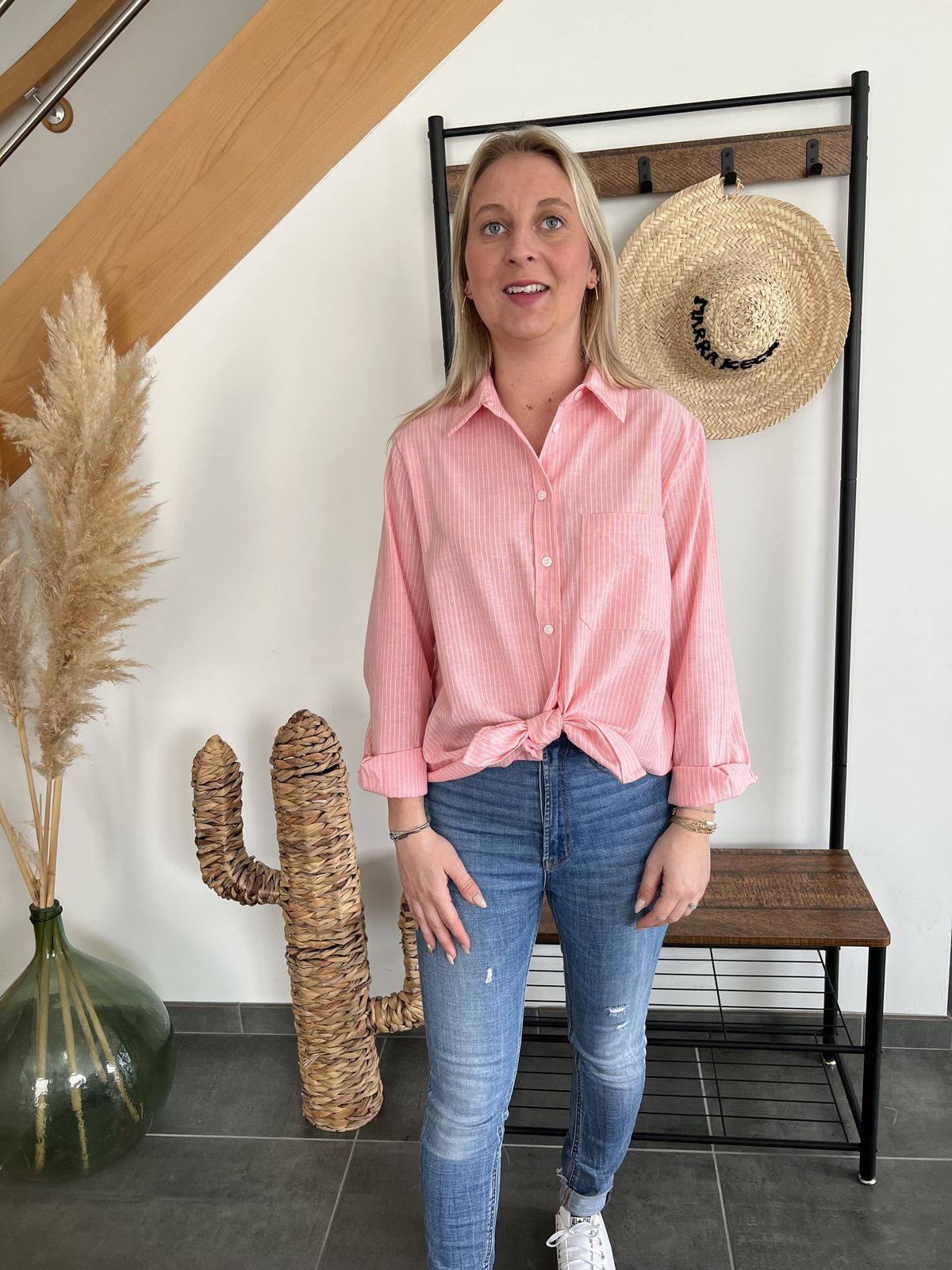 chemise rayée rose Chemise fluide rayée rose femme