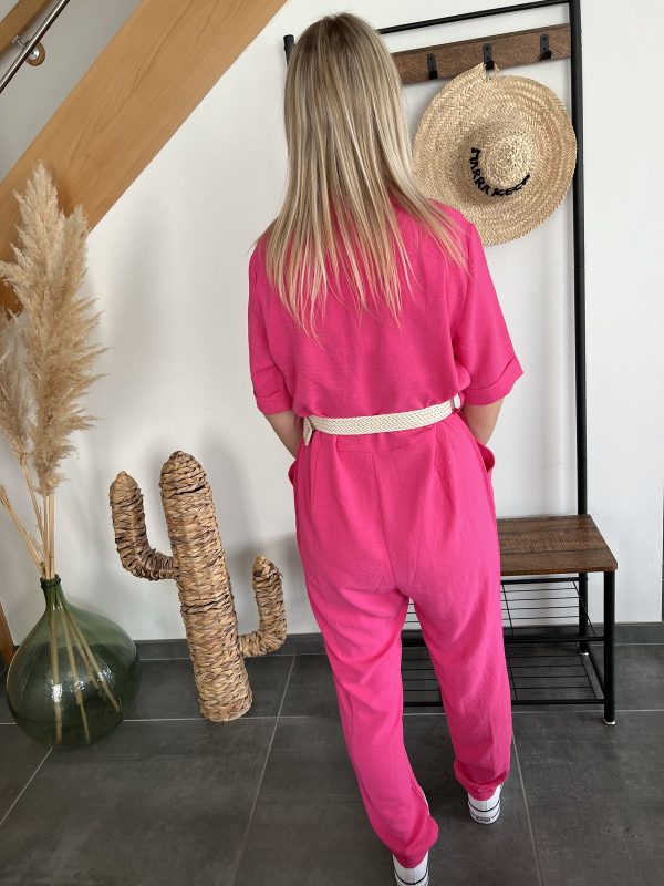 combinaison pantalon fuchsia de dos
