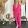 combinaison pantalon fuchsia sans ceinture
