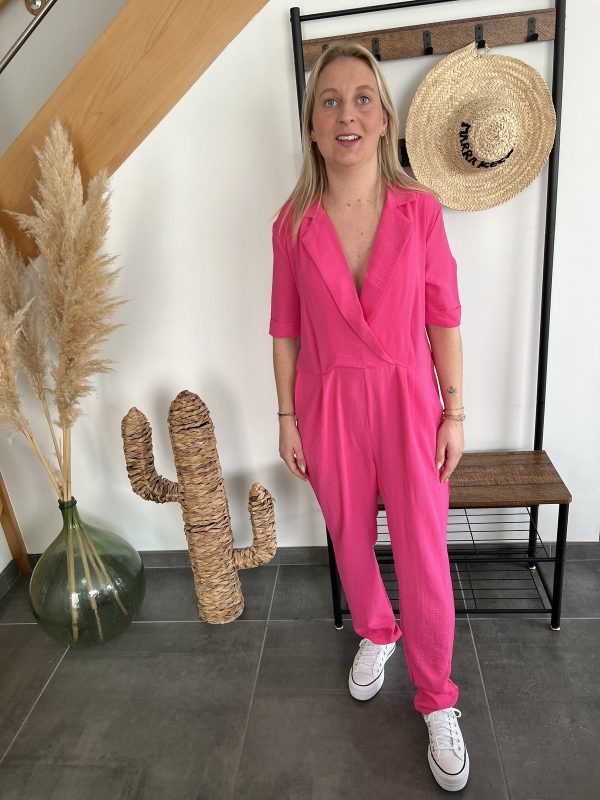 combinaison pantalon fuchsia sans ceinture