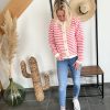 gilet à rayures rose et écru