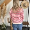 gilet à rayures rose et écru de dos