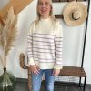 Pull col montant boutonné lilas