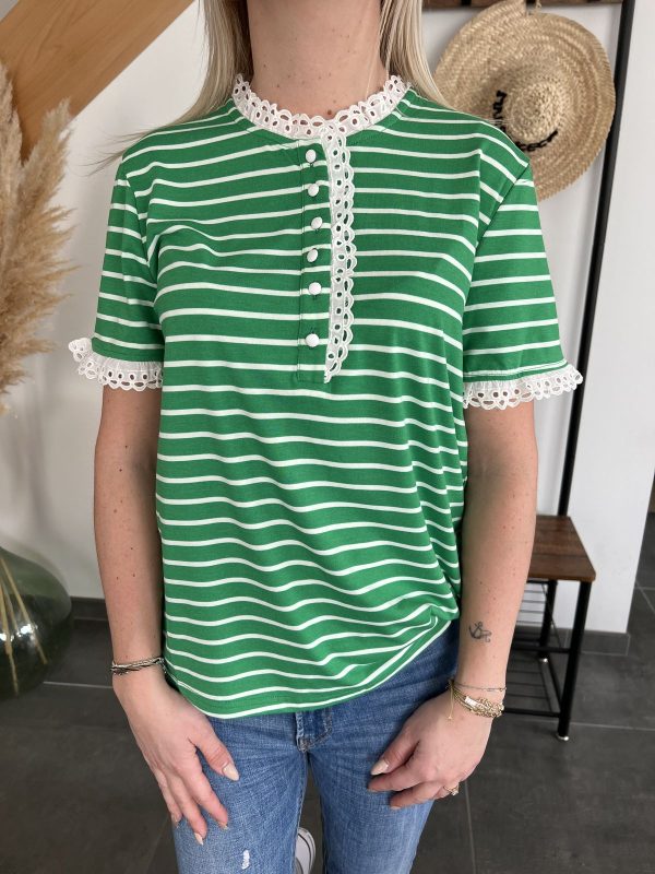 T-shirt manches courtes vert femme
