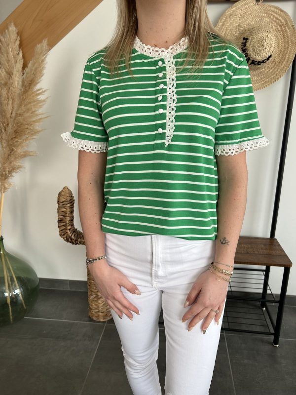 T-shirt manches courtes vert femme
