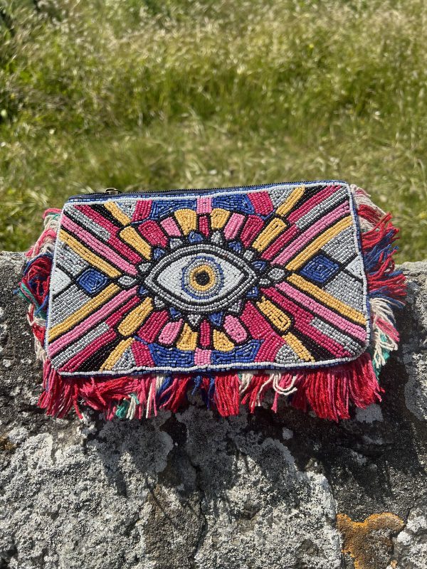 Pochette femme œil fuchsia