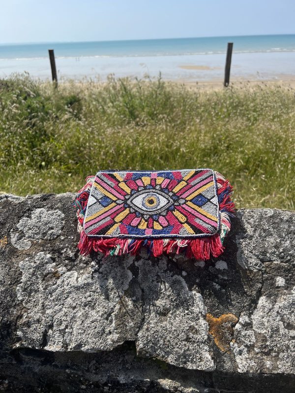 Pochette femme œil fuchsia