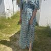 robe longue bleu et verte