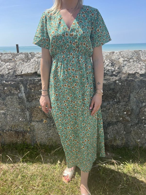 robe longue verte marguerite