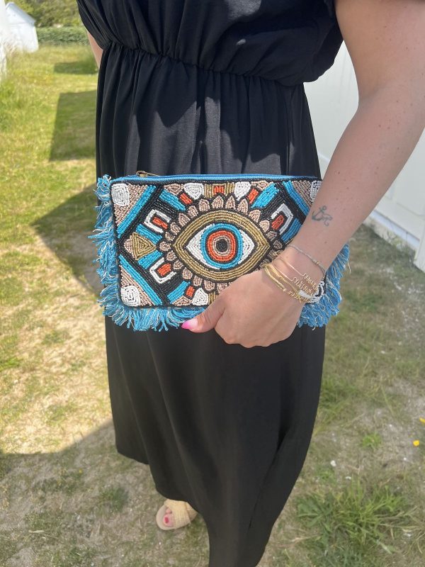 pochette femme œil bleu
