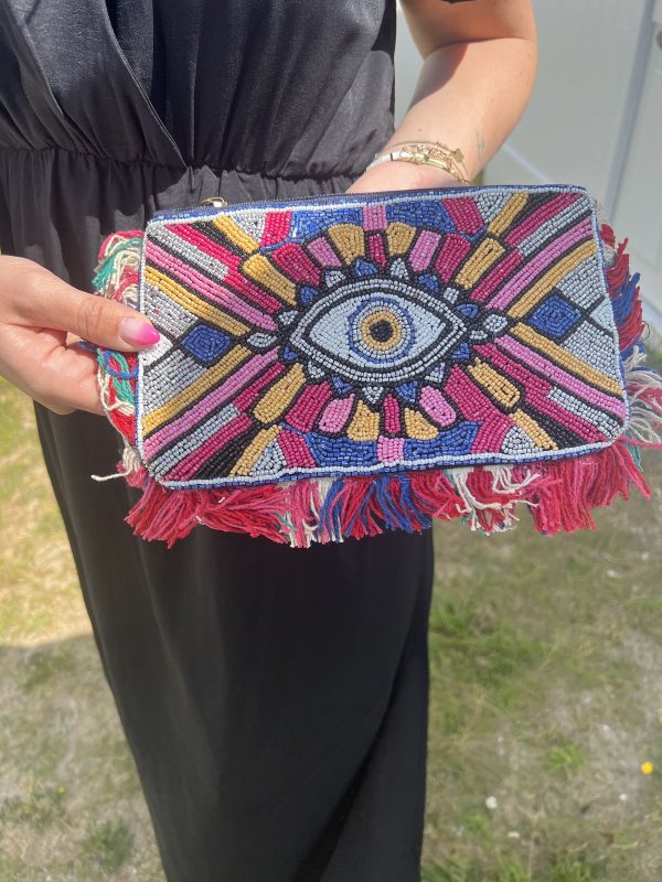 Pochette femme œil fuchsia