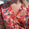 Robe midi fleurie orange