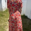 Robe midi fleurie orange