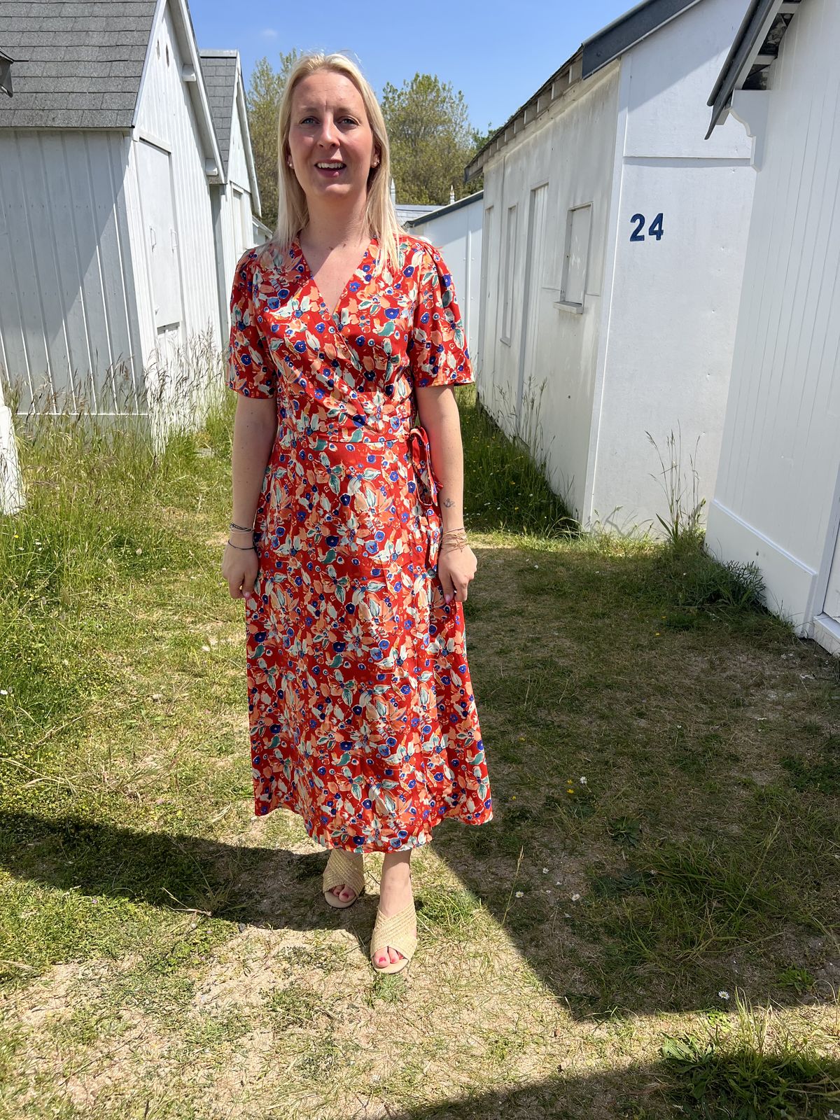 robe orange robe fleurie orange