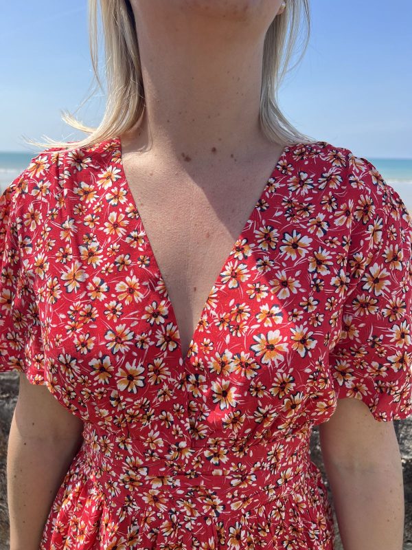 Robe fleurie rouge
