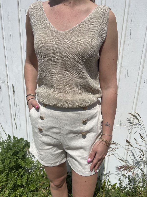 Short en lin beige
