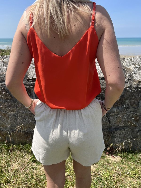 Short en lin beige