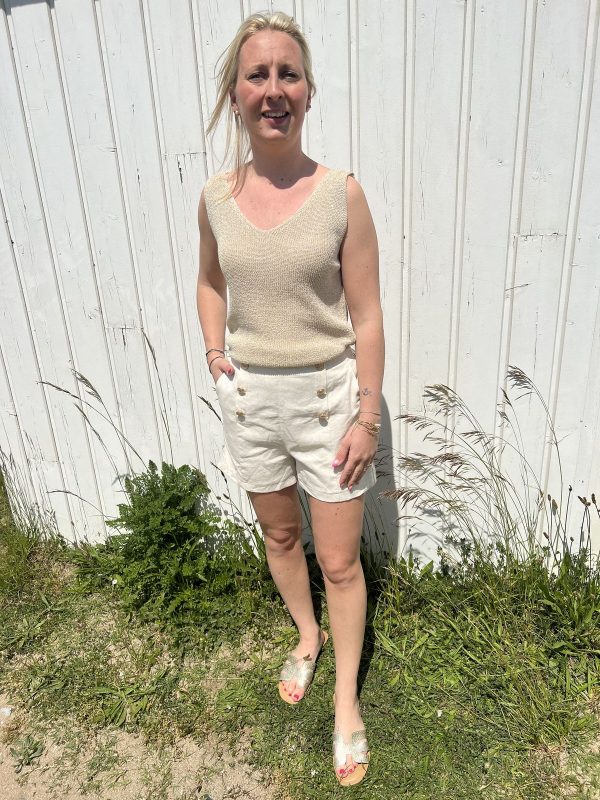 Short en lin beige