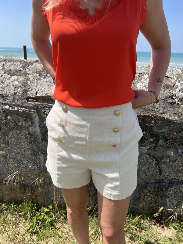 Short en lin beige
