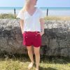 Short en lin fuchsia