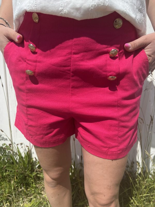 Short en lin fuchsia
