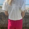 Short en lin fuchsia