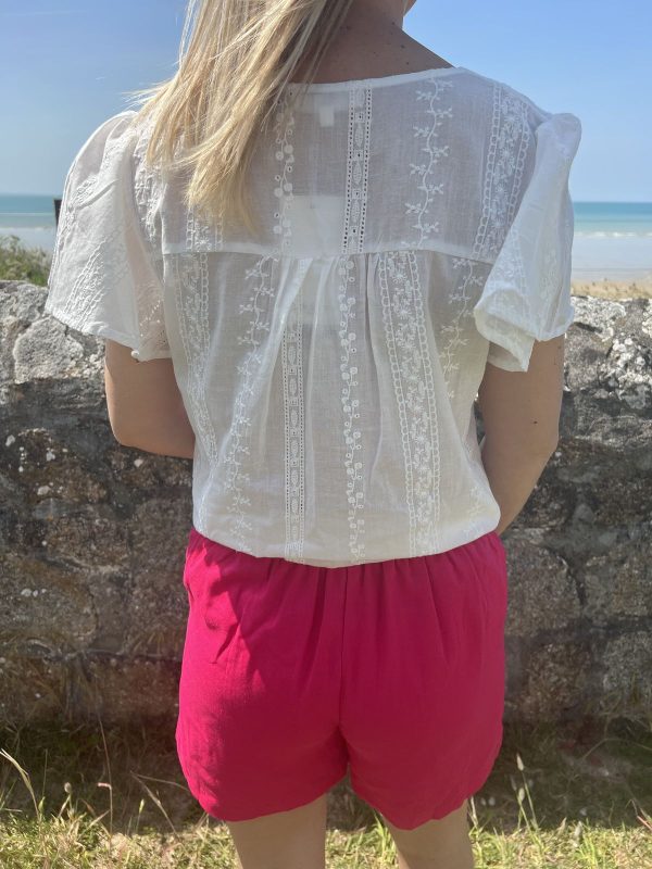Short en lin fuchsia