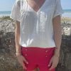 Short en lin fuchsia