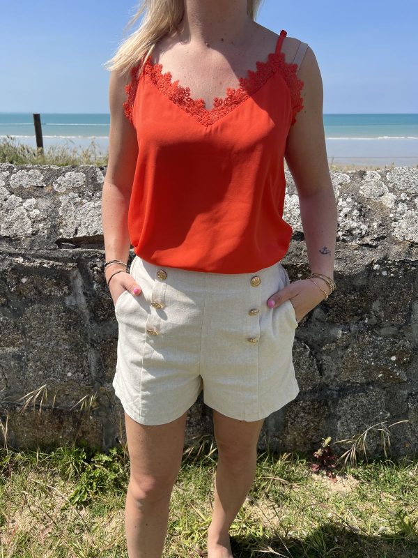 Short en lin beige