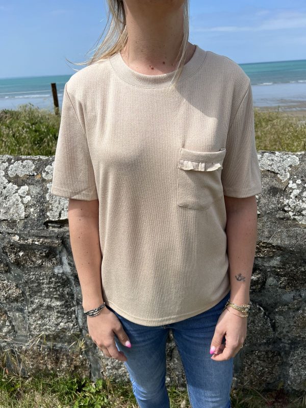 T-shirt beige manches courtes